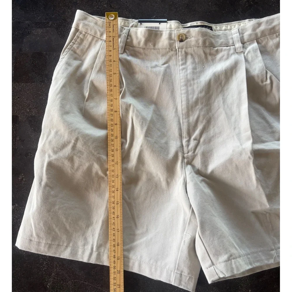 Banana Republic Classic Chino Shorts‎ Mens 40 Khaki Tan Double Pleat 100% Cotton